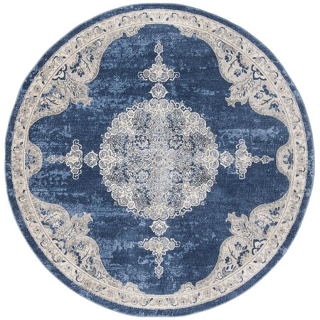 Safavieh 9 x 9 ft. Brentwood Power Loomed Round Area Rug; Navy & Light Grey BNT867M-9R
